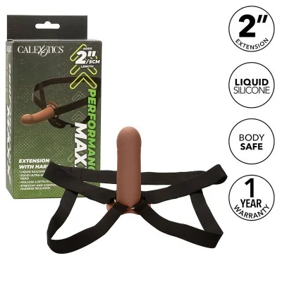 CALEXOTICS - PERFORMANCE MAXX EXTENSION WITH HARNESS BROWN SKIN CALEXOTICS - PERFORMANCE MAXX EXTENSION WITH HARNESS BROWN SKIN