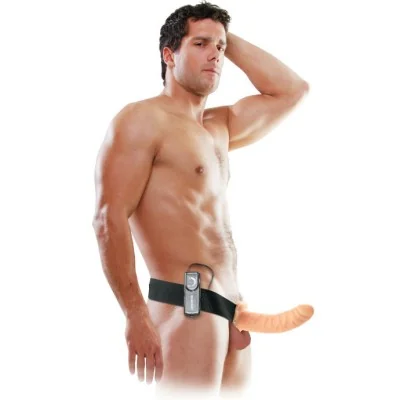 FETISH FANTASY SERIES - 19 CM VIBRATING HOLLOW STRAP-ON BROWN FETISH FANTASY SERIES - 19 CM VIBRATING HOLLOW STRAP-ON BROWN