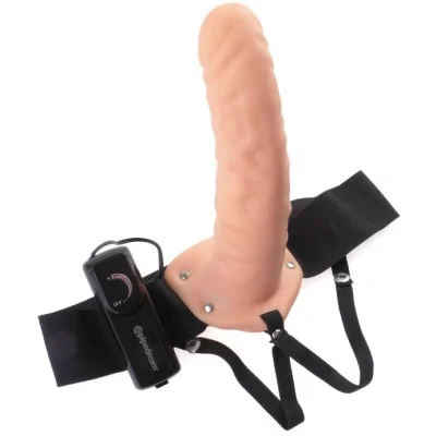 FETISH FANTASY SERIES - 19 CM VIBRATING HOLLOW STRAP-ON BROWN FETISH FANTASY SERIES - 19 CM VIBRATING HOLLOW STRAP-ON BROWN