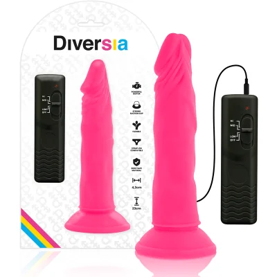 DIVERSIA - FLEXIBLE VIBRATING DILDO PINK 23 CM -O- 4.3 CM DIVERSIA - FLEXIBLE VIBRATING DILDO PINK 23 CM -O- 4.3 CM