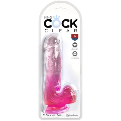 KING COCK - CLEAR REALISTIC PENIS WITH BALLS 13.5 CM PINK KING COCK - CLEAR REALISTIC PENIS WITH BALLS 13.5 CM PINK