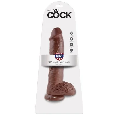 KING COCK - 10 DILDO BROWN WITH BALLS 25.4 CM KING COCK - 10 DILDO BROWN WITH BALLS 25.4 CM