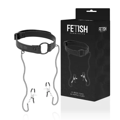 FETISH SUBMISSIVE - GAG RING WITH NIPPLE CLAMPS FETISH SUBMISSIVE - GAG RING WITH NIPPLE CLAMPS