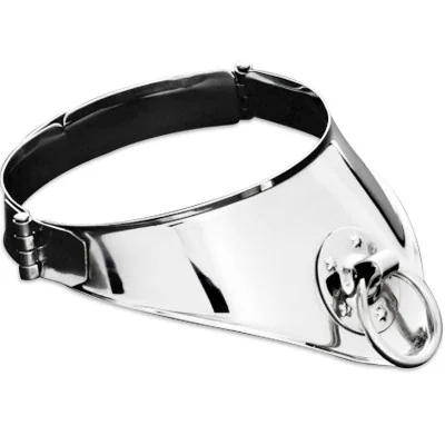 METAL HARD - RESTRAINT COLLAR WITH RING AND PADLOCK 12.5 CM METAL HARD - RESTRAINT COLLAR WITH RING AND PADLOCK 12.5 CM
