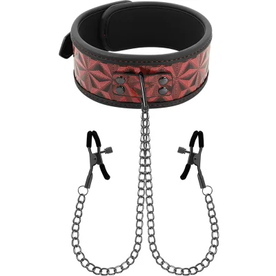 BEGME - RED EDITION COLLAR WITH NIPPLE CLAMPS WITH NEOPRENE BEGME - RED EDITION COLLAR WITH NIPPLE CLAMPS WITH NEOPRENE