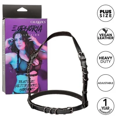 CALEXOTICS - EUPHORIA PLUS SIZE HALTER BUCKLE HARNESS BLACK CALEXOTICS - EUPHORIA PLUS SIZE HALTER BUCKLE HARNESS BLACK