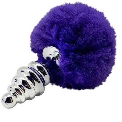 ALIVE - ANAL PLEASURE PLUG SPIRAL METAL FLUFFY DARK VIOLET SIZE