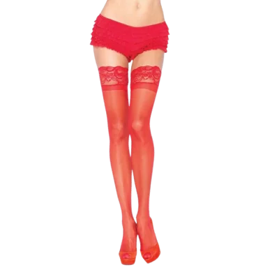 LEG AVENUE - RED TIGHTS WITH SELF-ADHESIVE LACE