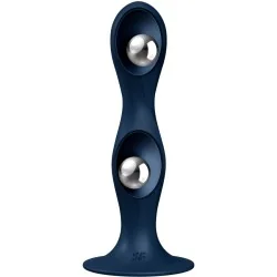 SATISFYER - DOUBLE BALL-R SILICONE DILDO BLUE SATISFYER - DOUBLE BALL-R SILICONE DILDO BLUE