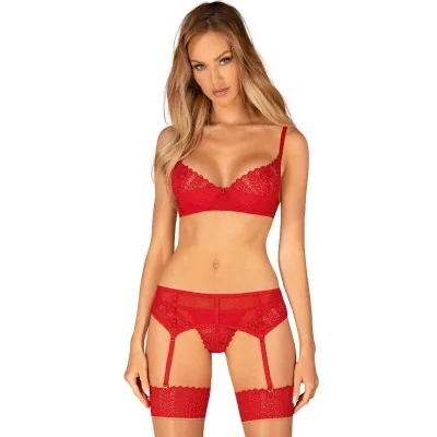 OBSESSIVE - INGRIDIA SET THREE PIECES RED XL/XXL