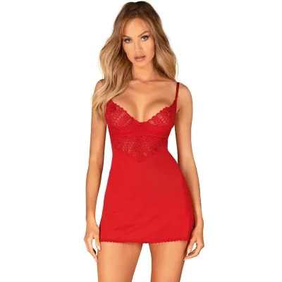 OBSESSIVE - INGRIDIA CHEMISE THONG RED M/L