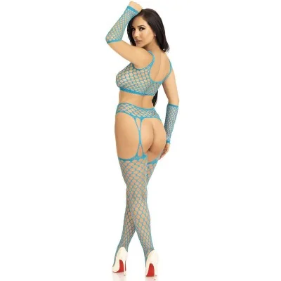 LEG AVENUE - SET TOP MEDIAS DE LIGA GUANTES AZUL LEG AVENUE - SET TOP MEDIAS DE LIGA GUANTES AZUL