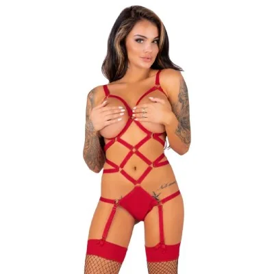 LIVCO CORSETTI FASHION - THIARA LC 20213 SET BODY + MEDIAS ROJA