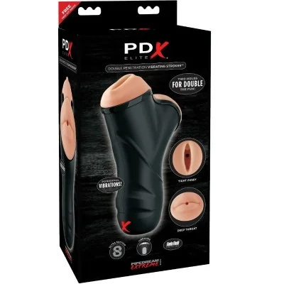 PDX ELITE - DOUBLE PENETRATION VIBRATING STROKER PDX ELITE - DOUBLE PENETRATION VIBRATING STROKER