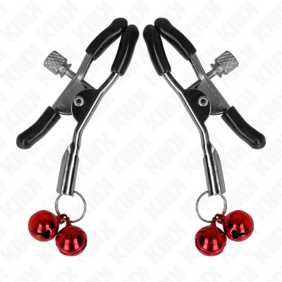 KINK - DOUBLE BELL NIPPLE CLAMP RED 6 CM