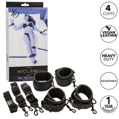 CALEXOTICS - NOCTURNAL BED RESTRAINTS LEATHER ADJUSTABLE BLACK CALEXOTICS - NOCTURNAL BED RESTRAINTS LEATHER ADJUSTABLE BLACK
