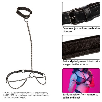 CALEXOTICS - EUPHORIA CHAIN HALTER COLLAR LEASH PLUS SIZE CALEXOTICS - EUPHORIA CHAIN HALTER COLLAR LEASH PLUS SIZE