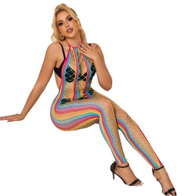 SUBBLIME - 952358 RAINBOW HALTER NECK FISHNET BODYSTOCKING ONE SUBBLIME - 952358 RAINBOW HALTER NECK FISHNET BODYSTOCKING ONE