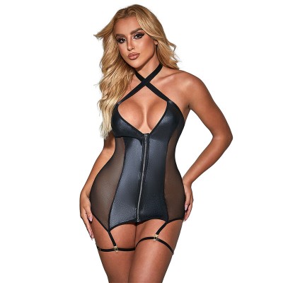 SUBBLIME - 954451 SEXY MESH DRESS LEATHER BLACK L/XL SUBBLIME - 954451 SEXY MESH DRESS LEATHER BLACK L/XL