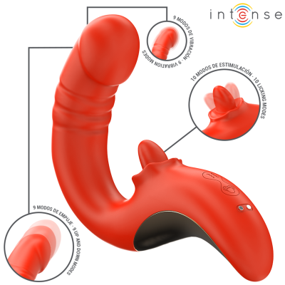 INTENSE - PAULINA VIBRATOR AND STIMULATOR IN U SHAPE RED INTENSE - PAULINA VIBRATOR AND STIMULATOR IN U SHAPE RED