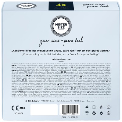MISTER SIZE - CONDOM SIZE S 49 MM (36 UNITS) MISTER SIZE - CONDOM SIZE S 49 MM (36 UNITS)