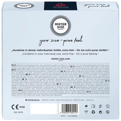 MISTER SIZE - CONDOM SIZE XL 60 MM (36 UNITS) MISTER SIZE - CONDOM SIZE XL 60 MM (36 UNITS)