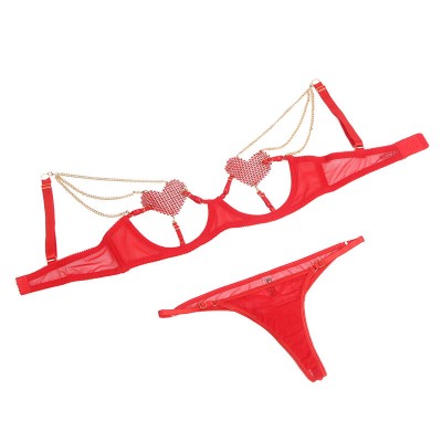 SUBBLIME - 955526 BRA SET WITH CHAINS AND MESH HEART RED L/XL SUBBLIME - 955526 BRA SET WITH CHAINS AND MESH HEART RED L/XL