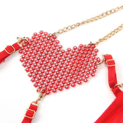 SUBBLIME - 955526 BRA SET WITH CHAINS AND MESH HEART RED L/XL SUBBLIME - 955526 BRA SET WITH CHAINS AND MESH HEART RED L/XL