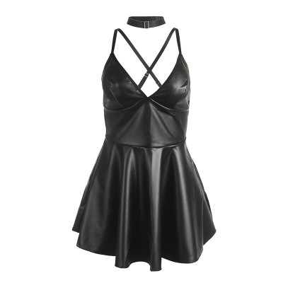 SUBBLIME - 955373 DRESS WITH BLACK LEATHER STRAPS S/M SUBBLIME - 955373 DRESS WITH BLACK LEATHER STRAPS S/M