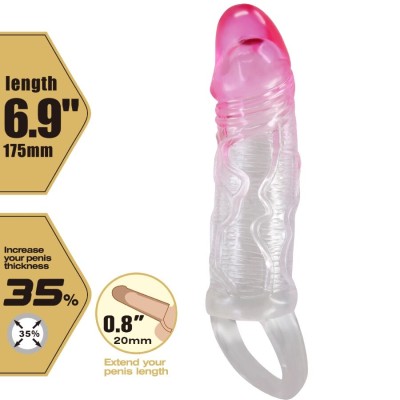 PRETTY LOVE - ODES REALISTIC 2 CM ENLARGEMENT SHEATH FOR PENIS