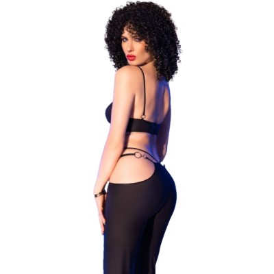 CHILIROSE - CR 4851 SET TOP NEGRO Y LEGGINS CON COMPLEMENTOS