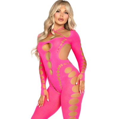 LEG AVENUE - PINK OPEN BACK BODYSTOCKING ONE SIZE LEG AVENUE - PINK OPEN BACK BODYSTOCKING ONE SIZE