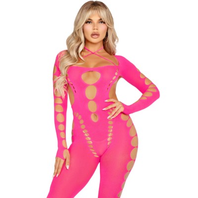 LEG AVENUE - PINK OPEN BACK BODYSTOCKING ONE SIZE LEG AVENUE - PINK OPEN BACK BODYSTOCKING ONE SIZE