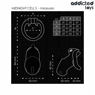 ADDICTED TOYS LOCKED - MINDNIGHT CELL PENIS CAGE SIZE S 4.8 CM