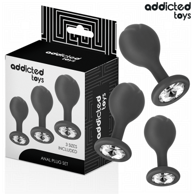 ADDICTED TOYS - SET OF 3 ANAL PLUG SILICONE WITH JEWEL ADDICTED TOYS - SET OF 3 ANAL PLUG SILICONE WITH JEWEL
