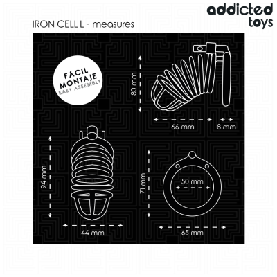 ADDICTED TOYS LOCKED - IRON CELL METAL PENIS CAGE 5 CM SIZE L ADDICTED TOYS LOCKED - IRON CELL METAL PENIS CAGE 5 CM SIZE L