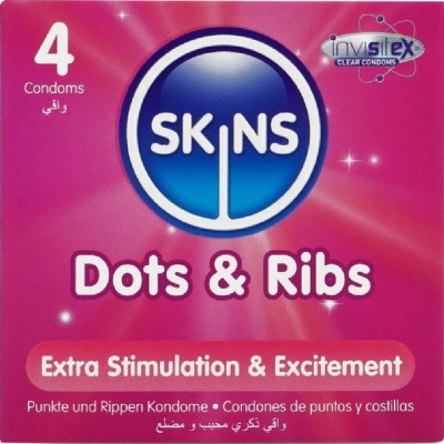 SKINS - DOTS RIBS PREMIUM CONDOMS PACK 4