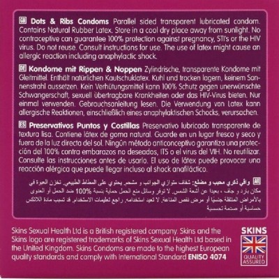 SKINS - DOTS RIBS PREMIUM CONDOMS PACK 4