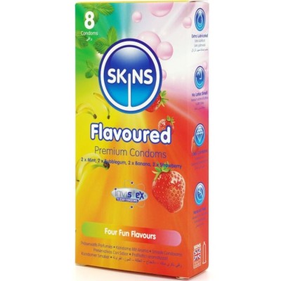 SKINS - MULTI FLAVORS PREMIUM CONDOMS PACK 8 SKINS - MULTI FLAVORS PREMIUM CONDOMS PACK 8