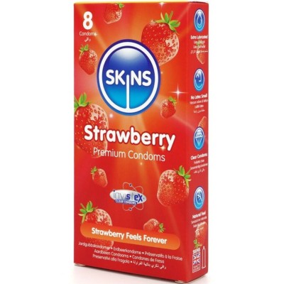 SKINS - STRAWBERRY PREMIUM CONDOMS PACK 8