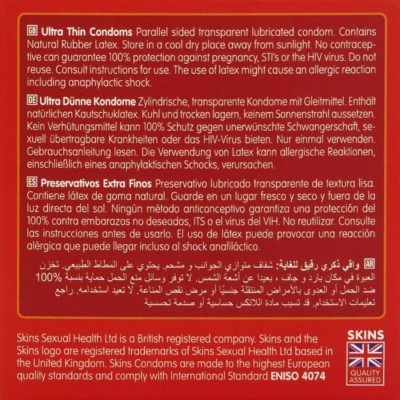 SKINS - ULTRA THIN PREMIUM CONDOMS PACK 4 SKINS - ULTRA THIN PREMIUM CONDOMS PACK 4