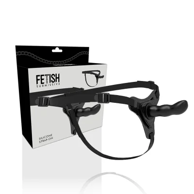 FETISH SUBMISSIVE HARNESS - BLACK SILICONE G-SPOT 16 CM FETISH SUBMISSIVE HARNESS - BLACK SILICONE G-SPOT 16 CM