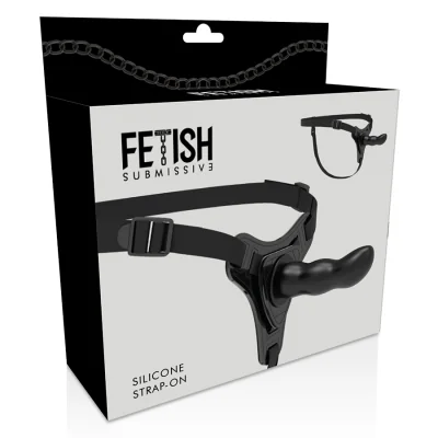 FETISH SUBMISSIVE HARNESS - BLACK SILICONE G-SPOT 16 CM FETISH SUBMISSIVE HARNESS - BLACK SILICONE G-SPOT 16 CM