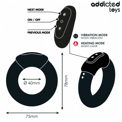 ADDICTED TOYS - HEATING EFFECT VIBRATING COCK RING REMOTE