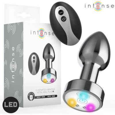 INTENSE - VIBRATING METAL ANAL PLUG WITH LED LIGHTS AND REMOTE
