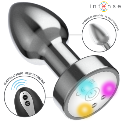 INTENSE - VIBRATING METAL ANAL PLUG WITH LED LIGHTS AND REMOTE