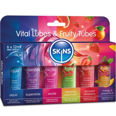 SKINS - VITAL FRUITY LUBES KIT LUBRICANTS 6 x 12 ML