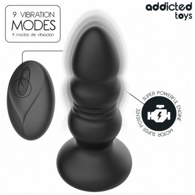 ADDICTED TOYS - ROTATING VIBRATING ANAL PLUG, LED LIGHT REMOTE