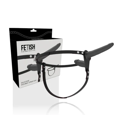FETISH SUBMISSIVE HARNESS - BLACK DOUBLE PENETRATION FETISH SUBMISSIVE HARNESS - BLACK DOUBLE PENETRATION