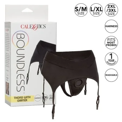 CALEXOTICS - BOUNDLESS THONG WITH GARTER L/XL CALEXOTICS - BOUNDLESS THONG WITH GARTER L/XL